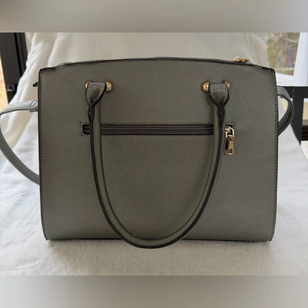 LJOSEIND Designer Handbag Tote Pewter Silver Large Crossbody Shoulder Bag NWOT